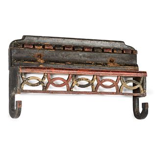 A Scandinavian Carved and Paint Decorated Wooden Kitchen Rack