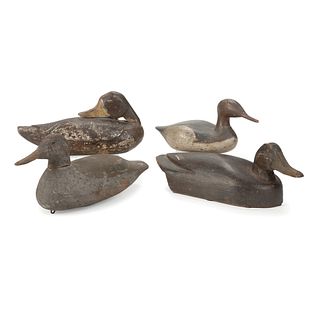 Four Carved Wooden Duck Decoys