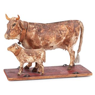A Cow and Calf Pull Toy