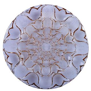 LALIQUE "Campanules" plate, Alexandrite glass