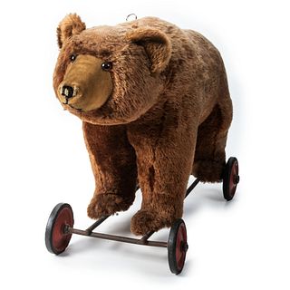 A Stuffed Mohair Growler Bear Riding Toy
