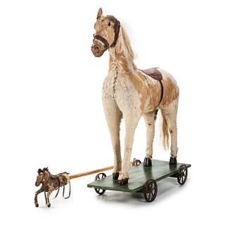 A Riding Horse Pull Toy and Hobby Horse