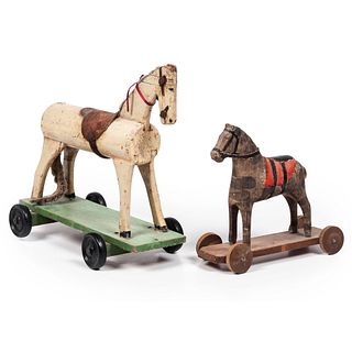 Two Wooden Horse Pull Toys