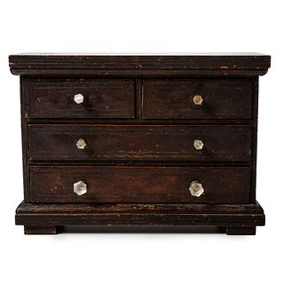 A Stained and Painted Miniature Chest of Drawers