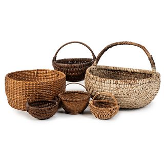 Six Baskets, Including Spilt Oak and Painted Examples