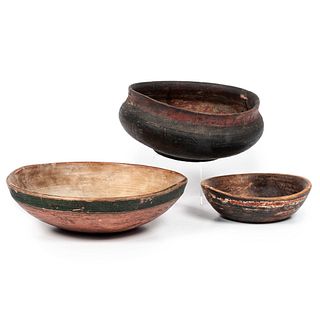 Three Scandinavian Turned and Painted Bowls