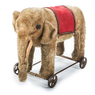 A Stuffed Elephant Pull Toy, Likely Steiff