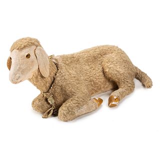 A Large Reclining Wooly Nodder Sheep Toy
