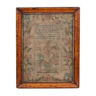 An Embroidered Schoolgirl's Needlework Sampler, Possibly French-Canadian, Mary Lespinas,1773
