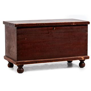 A Federal Red-Stained Poplar and Pine Diminutive Blanket Chest, Circa 1850