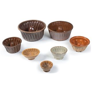Seven Stoneware and Yellow Ware Food Molds