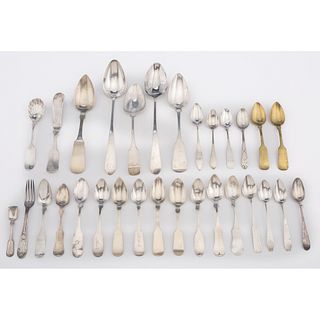 A Collection of American Coin Silver Flatware