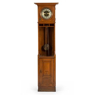 A Gustav Becker Arts and Crafts Oak Tall Case Clock