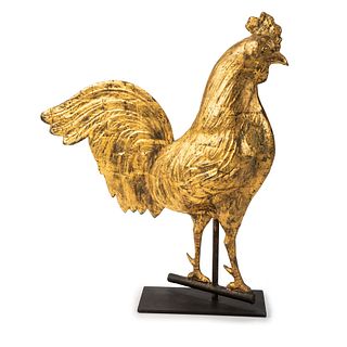 A Gilt Copper Rooster Weathervane