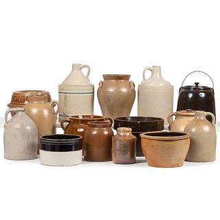 Fifteen Stoneware Bowls and Jars