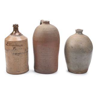Two Stoneware Jugs and One Bottle