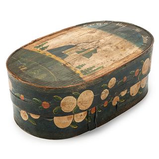 A Northern European Paint Decorated Bride's Box