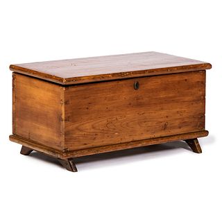 A Diminutive Pine Blanket Chest with Mule Shoe Feet