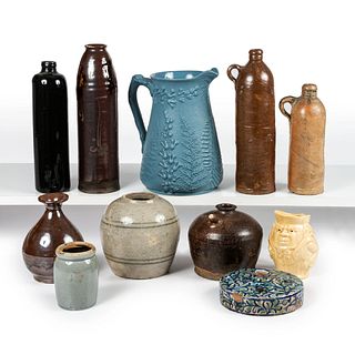 Eleven Pieces of Continental and Asian Stoneware
