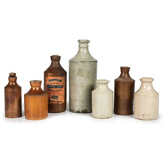 Seven British and American Stoneware Ink Bottles