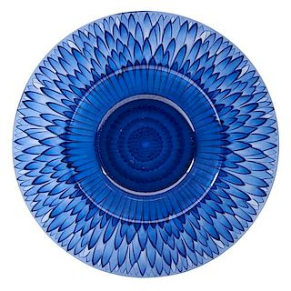 LALIQUE "Flora-Bella" bowl, blue glass