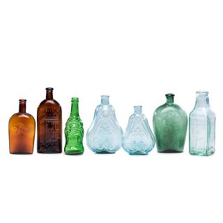 Seven Mold Blown Glass Bottles