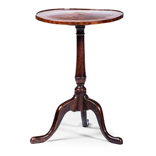 A George III Star-Inlaid Burr Yew and Elm Candlestand