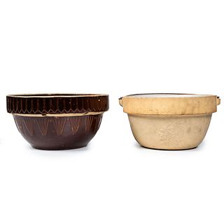 Eight Slip Cast Stoneware and Yellow Ware Mixing Bowls