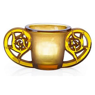 LALIQUE "Pierrefonds" vase, honey amber glass