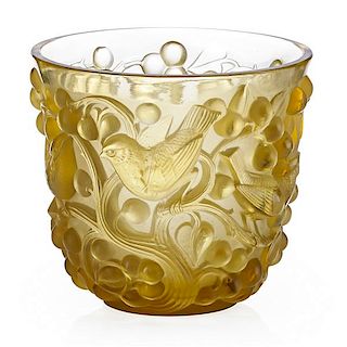 LALIQUE "Avalon" vase, yellow glass