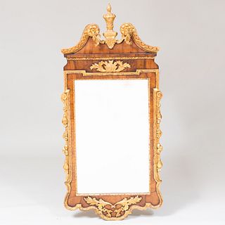 George II Walnut Parcel-Gilt Mirror