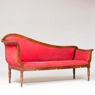 Italian Late Neoclassical Mahogany Chaise Lounge
