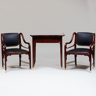 Austrian Otto Wagner Style Suite of Seat Furniture and Table, Probably J & J Kohn