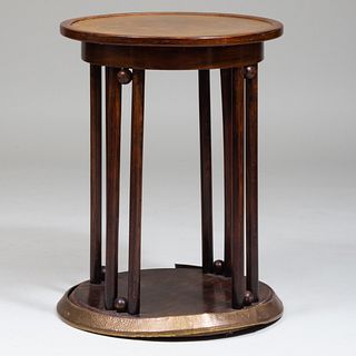Secessionist Style Brass-Mounted Stained Wood Side Table