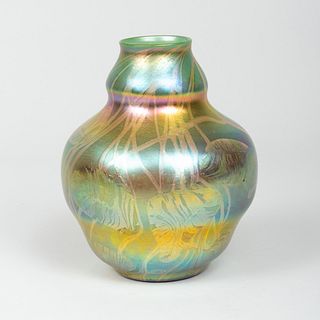 Art Nouveau Double Gourd Iridescent Glass Vase