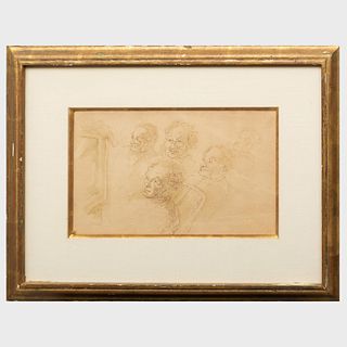 School of Honoré Daumier (1808-1879): Study of Five Heads
