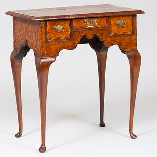 Queen Anne Style Inlaid Burlwood and Oak Lowboy