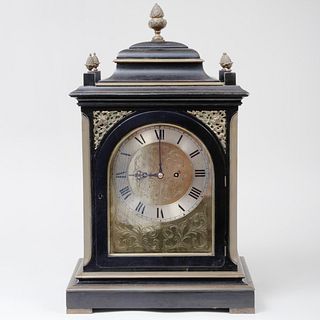 Victorian Brass Bound Ebonized Mantel Clock, John Moore & Sons 