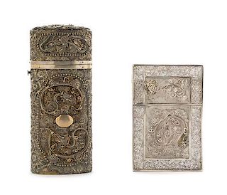 Two Chinese Silver Filigree Dragon Boxes 19TH CENTURY Height of taller 4 3/4 inches.