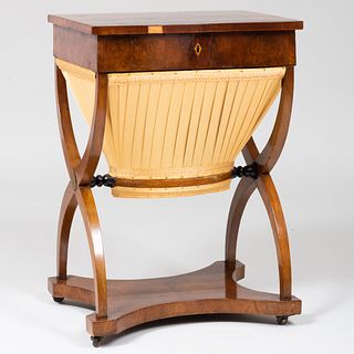 Late Biedermeier Walnut Sewing Table