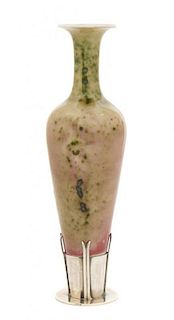 A Chinese Peach-Bloom Glazed Porcelain Amphora Vase KANGXI PERIOD OR LATER Height of vase 6 1/2 inches.