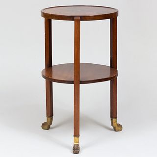 Modern Brass-Mounted Mahogany Two Tiered Side Table