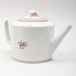 Chinese Export Porcelain Sepia Decorated Teapot and Cover