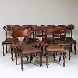 Assembled Set of Nine William IV Carved Mahogany Dining Chairs