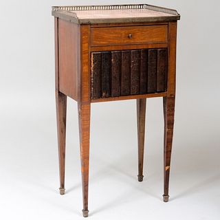 Louis XVI Style Brass-Mounted Mahogany and Tulipwood Table en Chiffonière