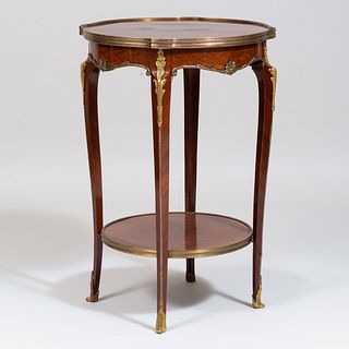 Louis XV/XVI Style Gilt-Metal-Mounted Kingwood Parquetry Side Table
