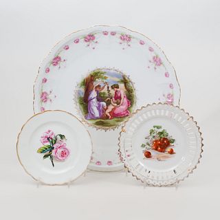 Three Continental Porcelain Plates