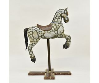 Carved Painted Dappled Wooden Horse