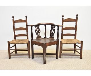 Georgian Oak Corner Chair etc.