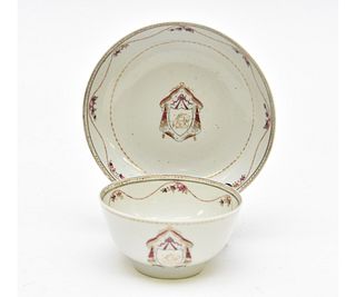 Chinese Porcelain Armorial Cup and Saucer